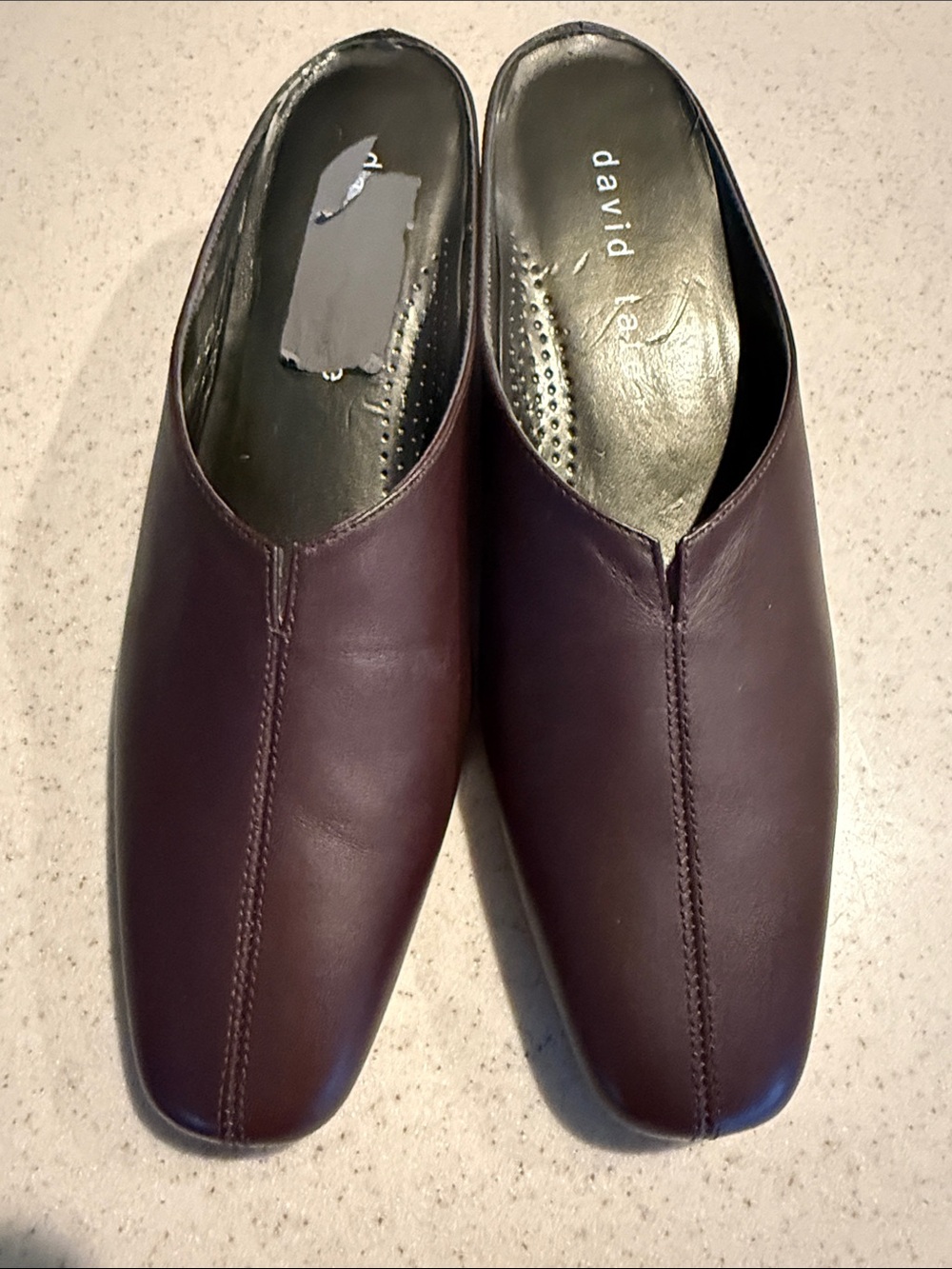 David Tate Woman’s  Leather Slip-On Mules — Dark Brown